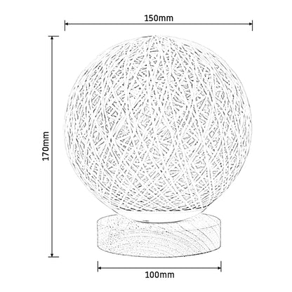 LED Reading Desk Lamp Rattan Ball Light USB Charging Modern Bedside Night for Bedroom Living Room Lighting Home Decoration
