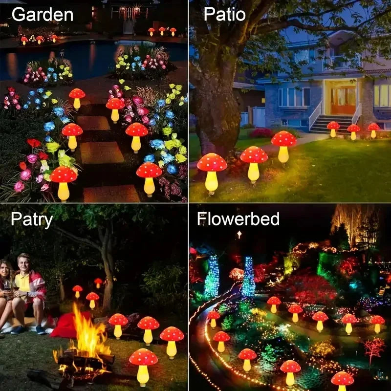Solar Mushroom Lights Outdoor - 8 Modes Garden Lights for Pathway Yard Camping Holiday Festive Lighting Pathway Decor