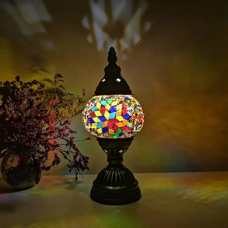 Turkish Mosaic Table Lamp Vintage Art Deco Handcrafted Lamparas De Mesa Mosaic Glass Romantic Bed Light Lamparas Con Mosaicos