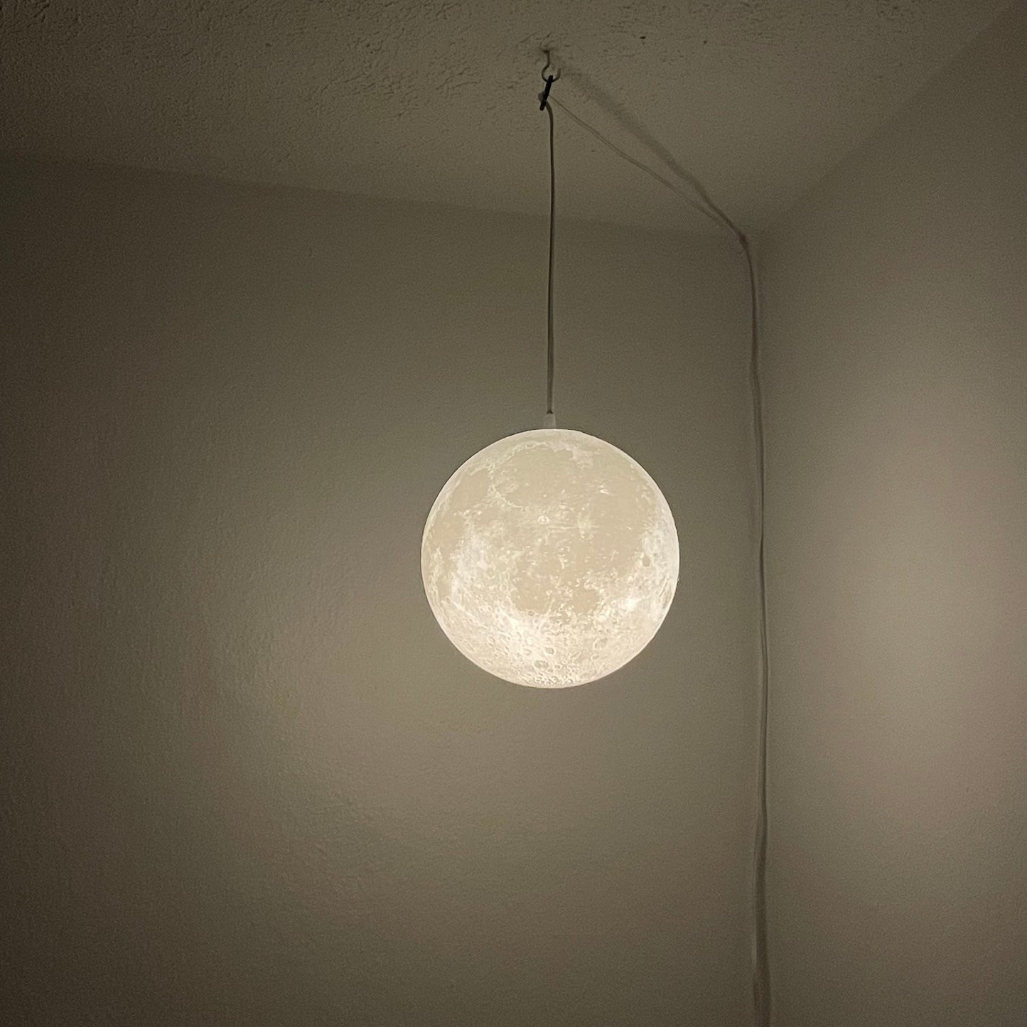 Hanging Moon Lamp with Multiple Colors | 10-Inch Diameter | Plug-In Pendant Light | 3D Printed Solar Lamp | Real NASA Imaging | Large Moon