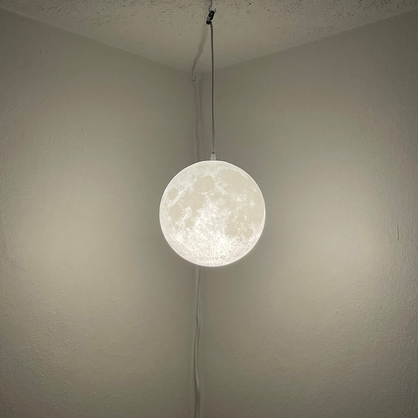 Hanging Moon Lamp with Multiple Colors | 10-Inch Diameter | Plug-In Pendant Light | 3D Printed Solar Lamp | Real NASA Imaging | Large Moon