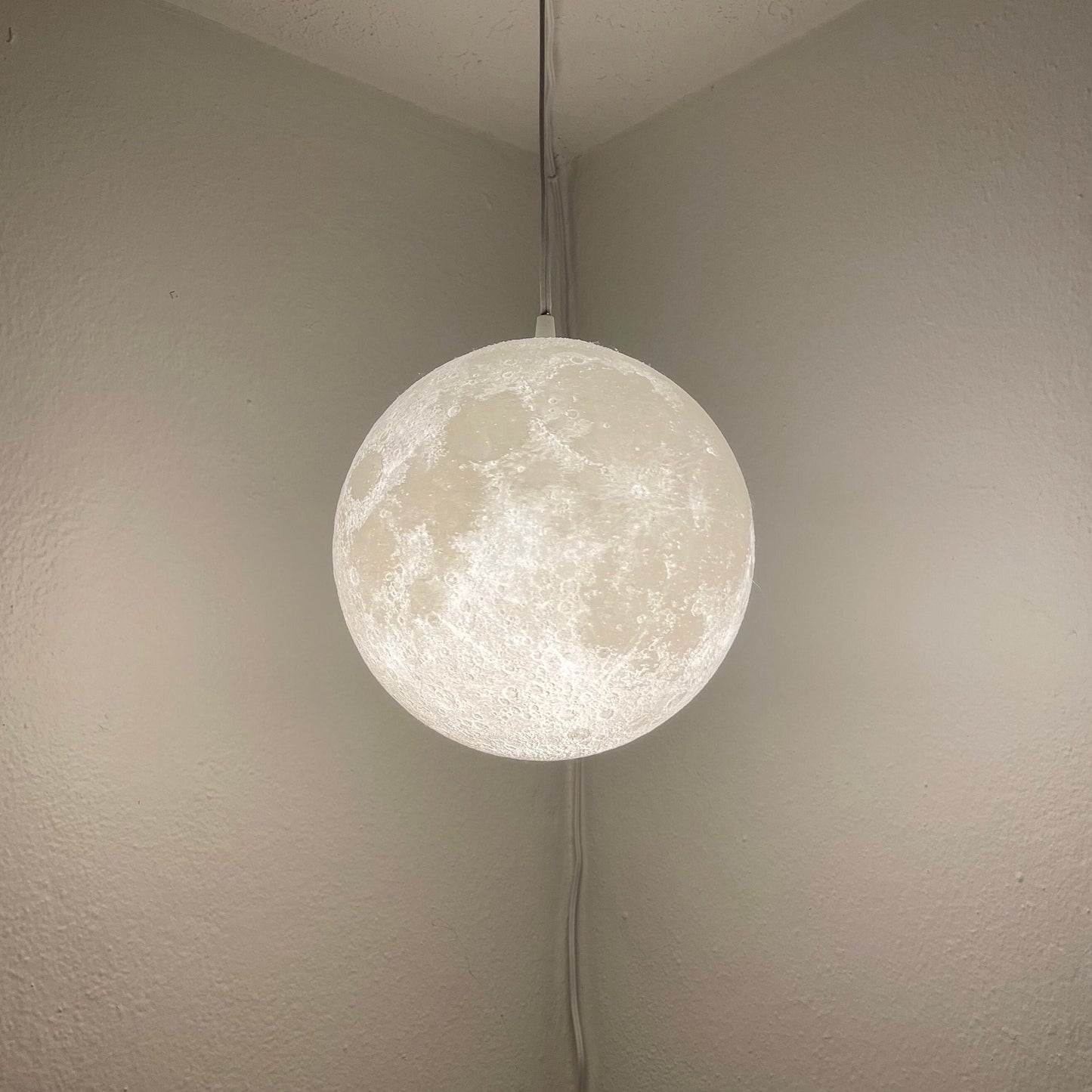 Hanging Moon Lamp with Multiple Colors | 10-Inch Diameter | Plug-In Pendant Light | 3D Printed Solar Lamp | Real NASA Imaging | Large Moon