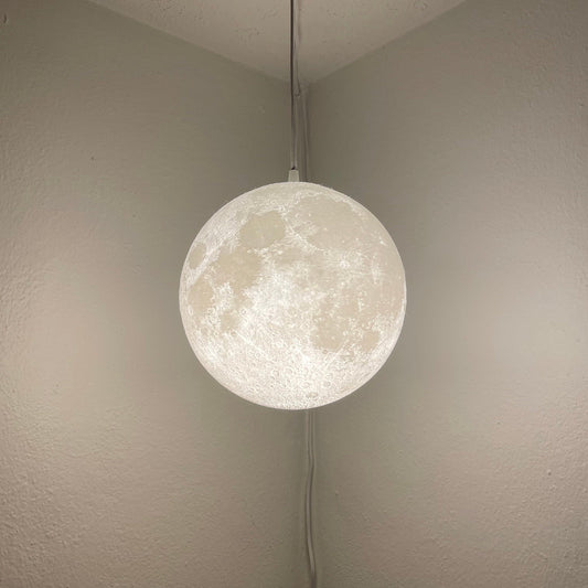 Hanging Moon Lamp with Multiple Colors | 10-Inch Diameter | Plug-In Pendant Light | 3D Printed Solar Lamp | Real NASA Imaging | Large Moon