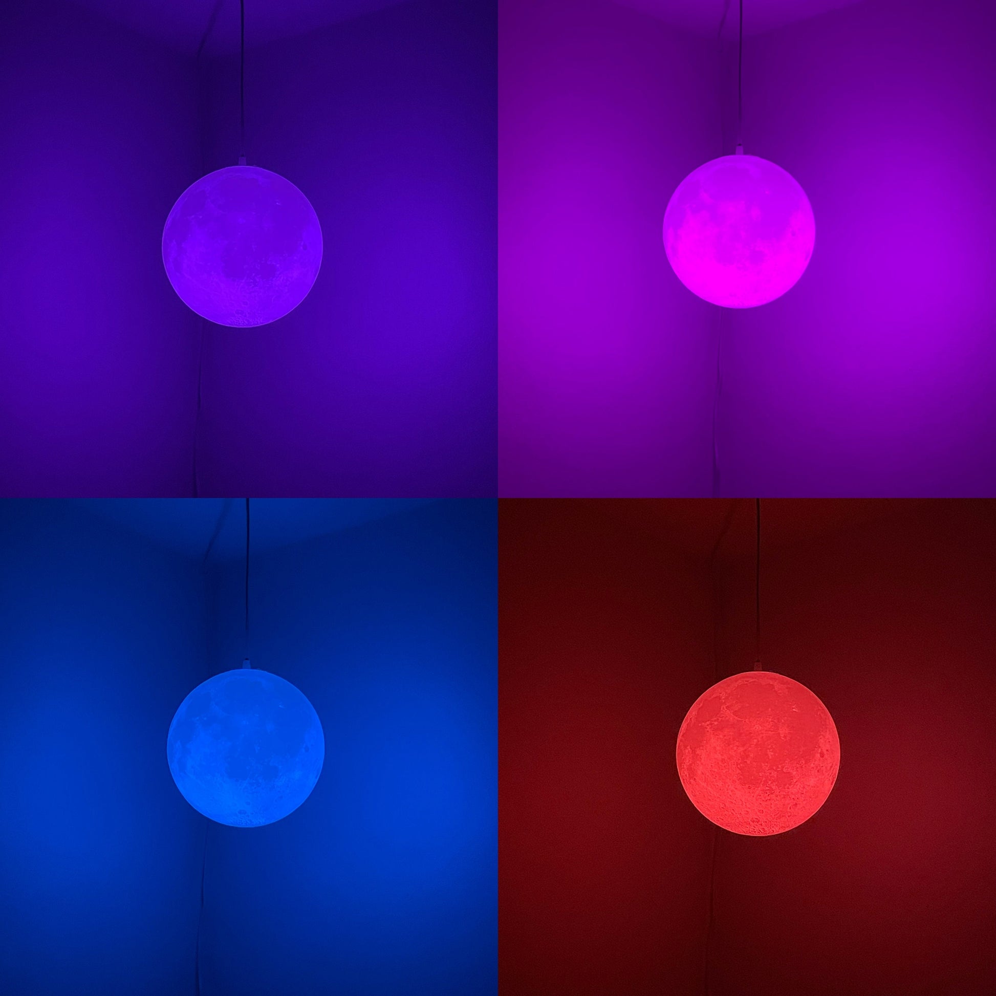 Hanging Moon Lamp with Multiple Colors | 10-Inch Diameter | Plug-In Pendant Light | 3D Printed Solar Lamp | Real NASA Imaging | Large Moon