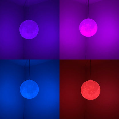 Hanging Moon Lamp with Multiple Colors | 10-Inch Diameter | Plug-In Pendant Light | 3D Printed Solar Lamp | Real NASA Imaging | Large Moon