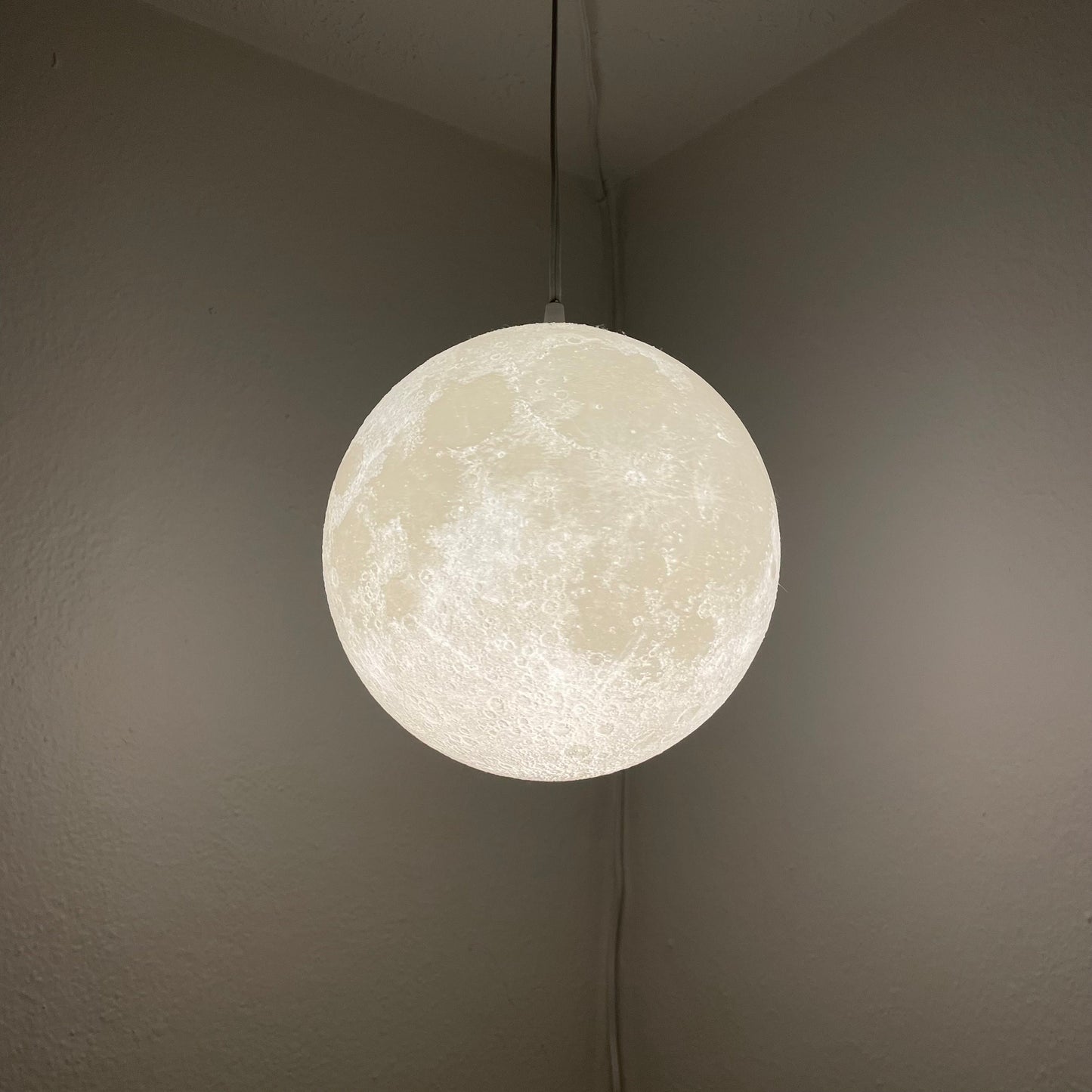 Hanging Moon Lamp with Multiple Colors | 10-Inch Diameter | Plug-In Pendant Light | 3D Printed Solar Lamp | Real NASA Imaging | Large Moon