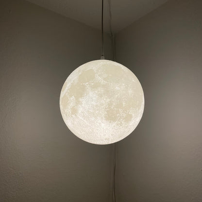 Hanging Moon Lamp with Multiple Colors | 10-Inch Diameter | Plug-In Pendant Light | 3D Printed Solar Lamp | Real NASA Imaging | Large Moon