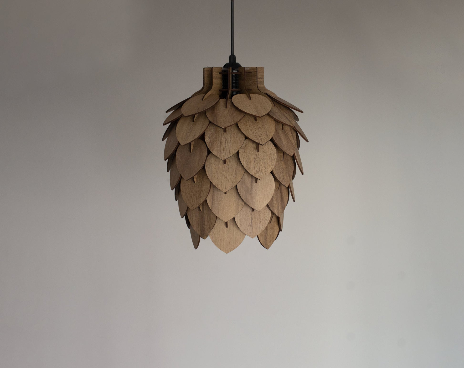 Wooden Pine Cone Chandelier Lamp - Wooden Pendant Light - Wood Bedroom Lampshade - Modern Dining Room Lamp - Artichoke Shape Light