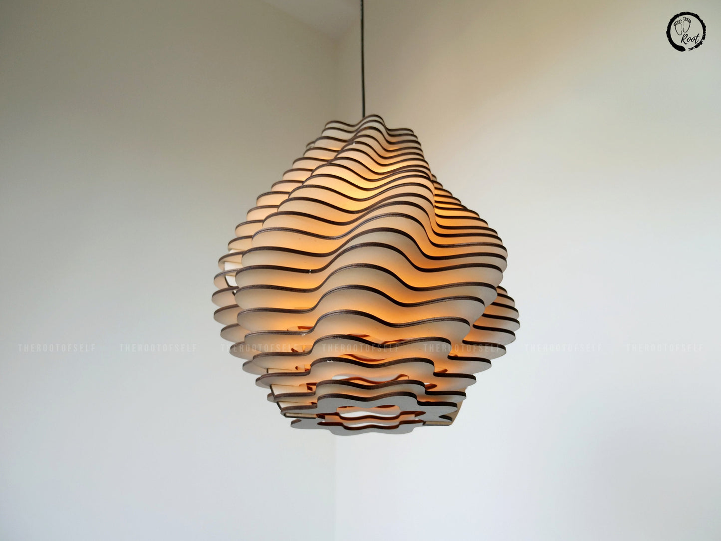 Wood Pendant Light for Dining Room Decor Mid Century Modern Chandelier Lighting for Living Room Ceiling Lamp Shade Unique Housewarming Gift