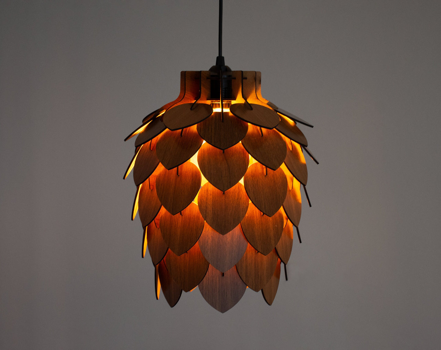 Wooden Pine Cone Chandelier Lamp - Wooden Pendant Light - Wood Bedroom Lampshade - Modern Dining Room Lamp - Artichoke Shape Light