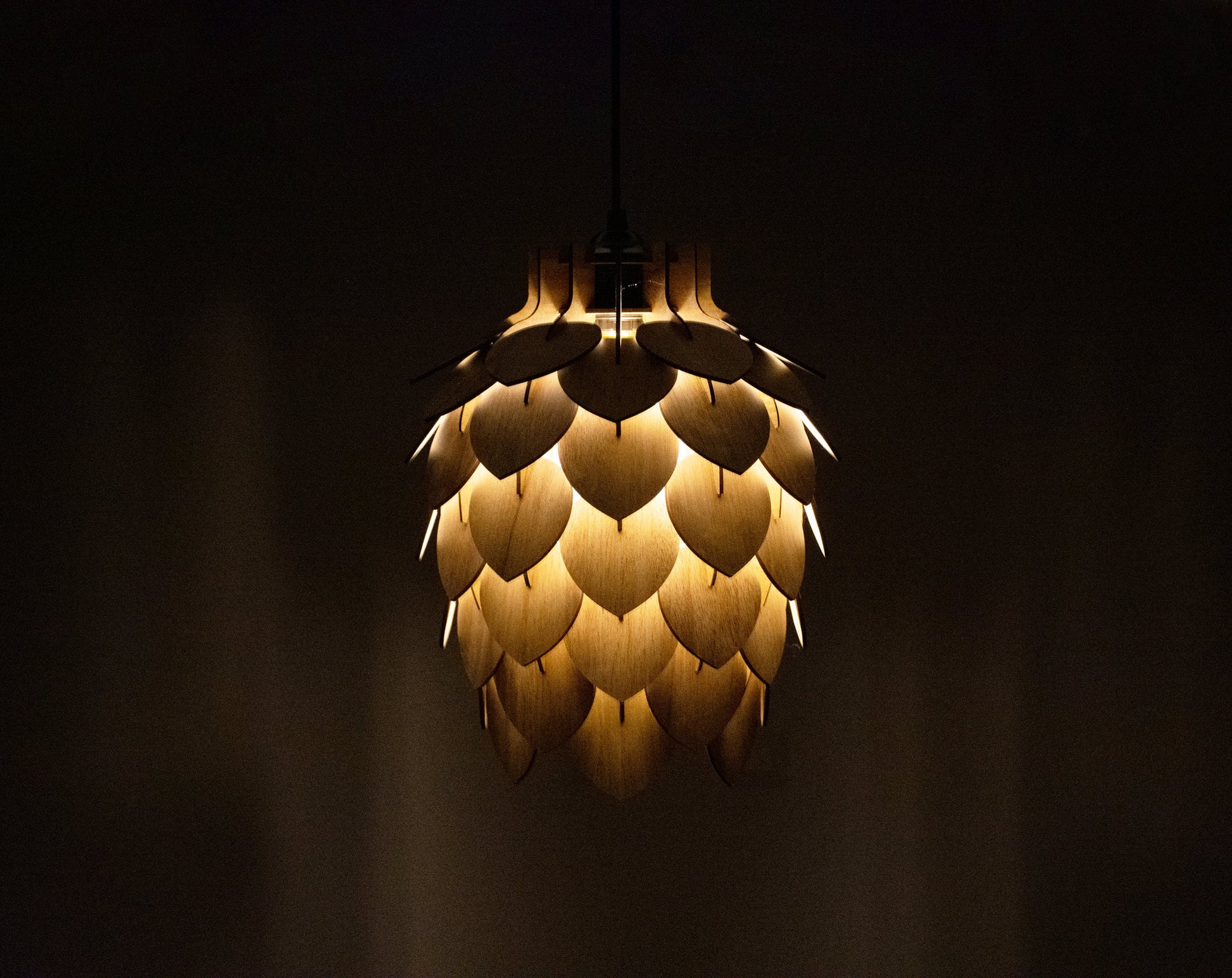 Wooden Pine Cone Chandelier Lamp - Wooden Pendant Light - Wood Bedroom Lampshade - Modern Dining Room Lamp - Artichoke Shape Light