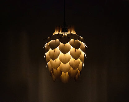 Wooden Pine Cone Chandelier Lamp - Wooden Pendant Light - Wood Bedroom Lampshade - Modern Dining Room Lamp - Artichoke Shape Light