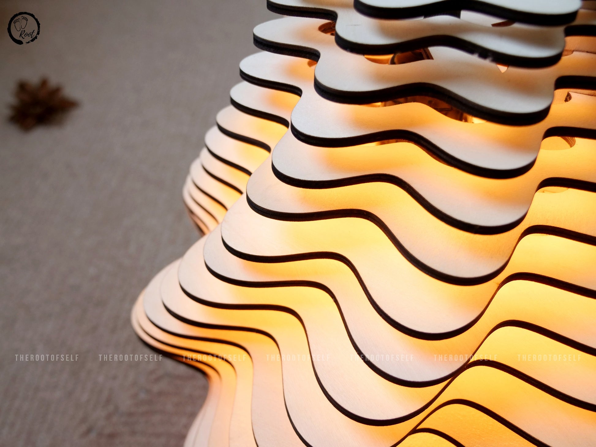 Wood Pendant Light for Dining Room Decor Mid Century Modern Chandelier Lighting for Living Room Ceiling Lamp Shade Unique Housewarming Gift