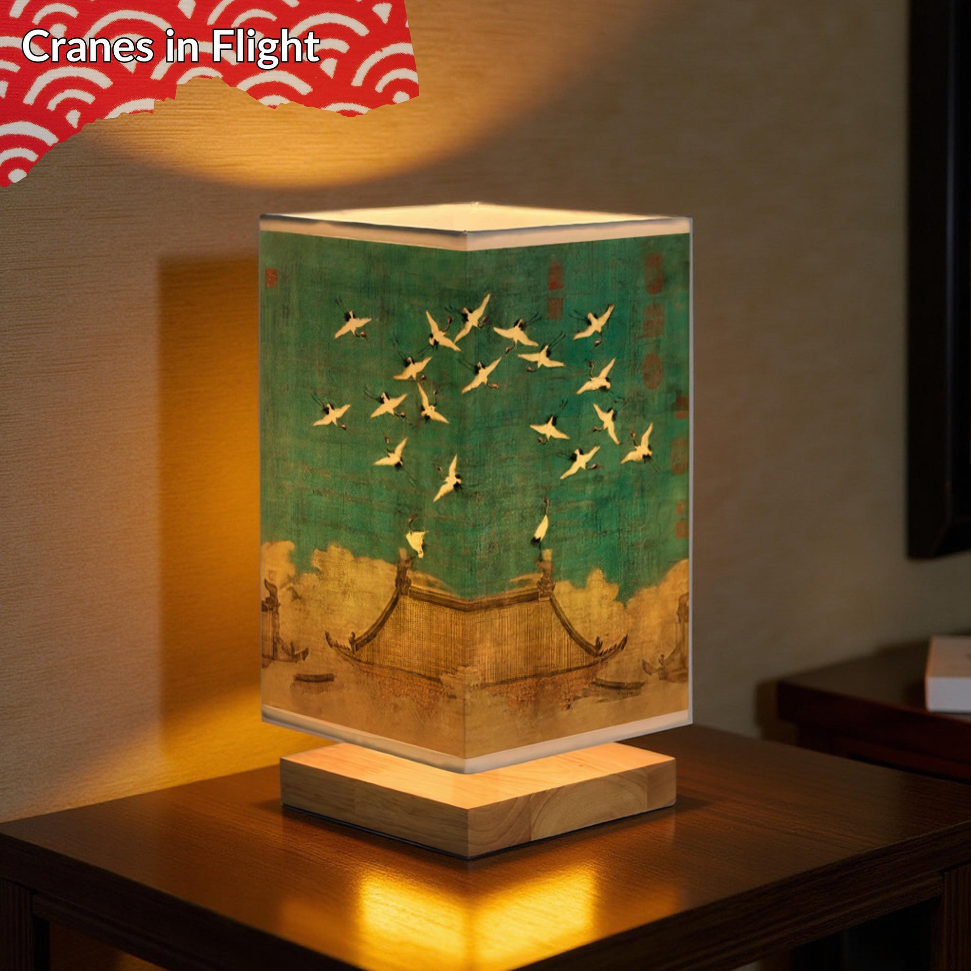 Japanese Table Lamp – Japandi Wooden Desk Light, Zen Bedside Lantern, Asian-Inspired Night Light for Bedroom, Reading, or Home Decor Gift