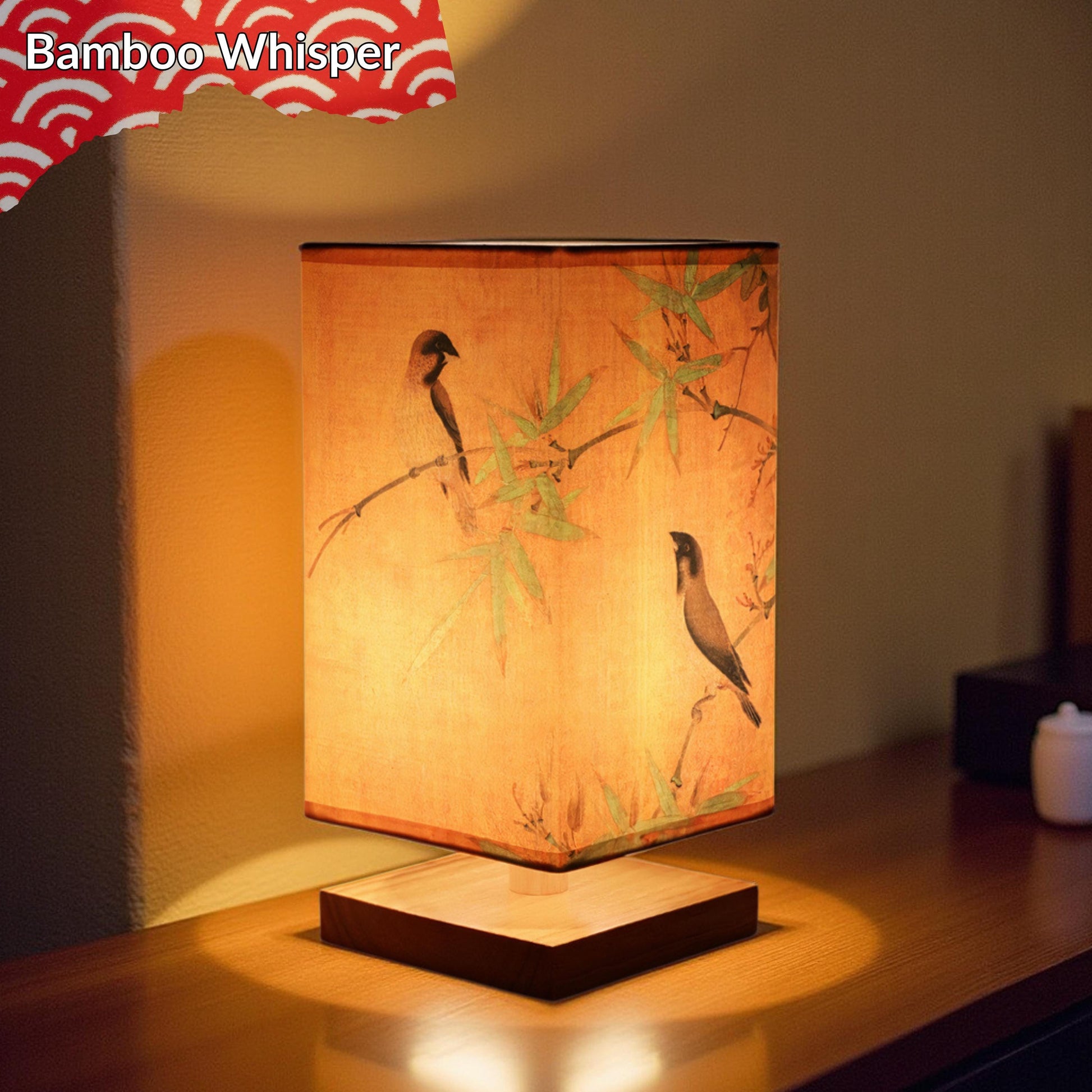 Japanese Table Lamp – Japandi Wooden Desk Light, Zen Bedside Lantern, Asian-Inspired Night Light for Bedroom, Reading, or Home Decor Gift