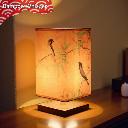 Japanese Table Lamp – Japandi Wooden Desk Light, Zen Bedside Lantern, Asian-Inspired Night Light for Bedroom, Reading, or Home Decor Gift