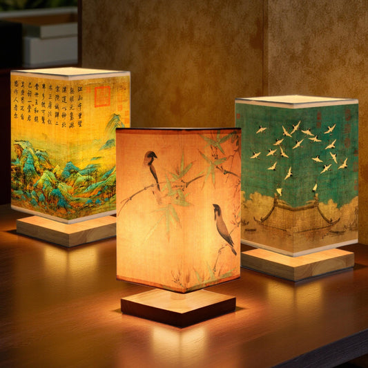 Japanese Table Lamp – Japandi Wooden Desk Light, Zen Bedside Lantern, Asian-Inspired Night Light for Bedroom, Reading, or Home Decor Gift