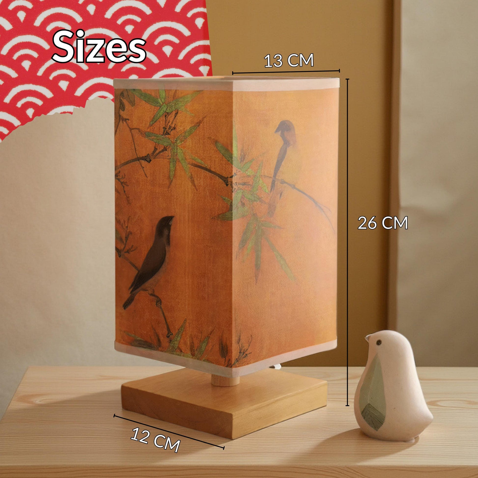 Japanese Table Lamp – Japandi Wooden Desk Light, Zen Bedside Lantern, Asian-Inspired Night Light for Bedroom, Reading, or Home Decor Gift