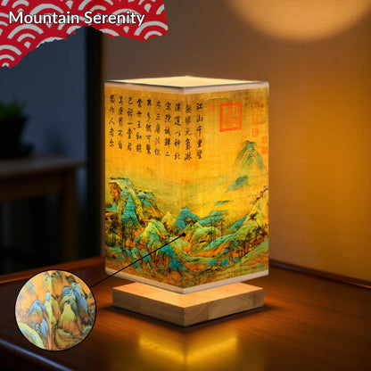 Japanese Table Lamp – Japandi Wooden Desk Light, Zen Bedside Lantern, Asian-Inspired Night Light for Bedroom, Reading, or Home Decor Gift